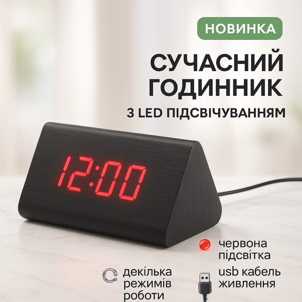 Часы электронные с яркими цифрами настольные VST-864, Настольные LED часы для офиса JU-25 Львов - изображение 11
