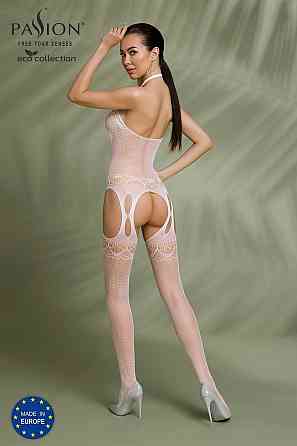 Бодистокинг Passion ECO BS006 white, с доступом, халтер, имитация подвязок Sex Aura Киев