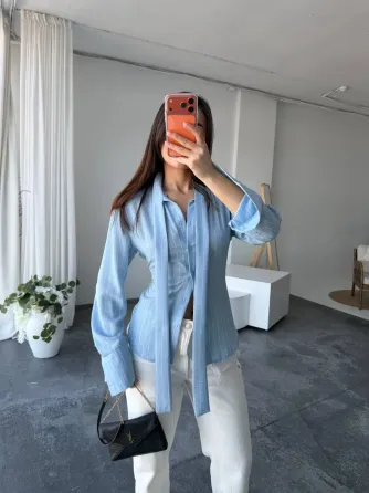 Стильна жіноча сорочка зі льону в смужку Одеса