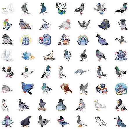 Набір наклейок з птахами (голуби) для скрапбукінгу та декору, 63 шт Київ