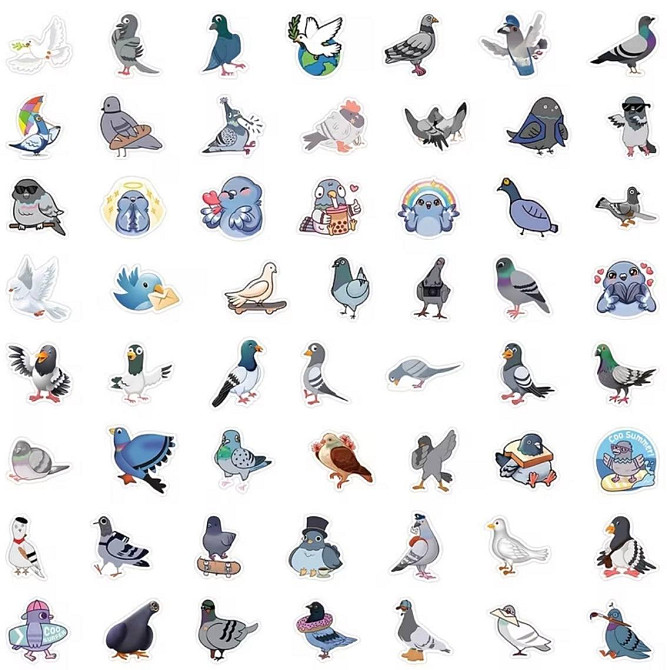 Набір наклейок з птахами (голуби) для скрапбукінгу та декору, 63 шт Київ - фото 5