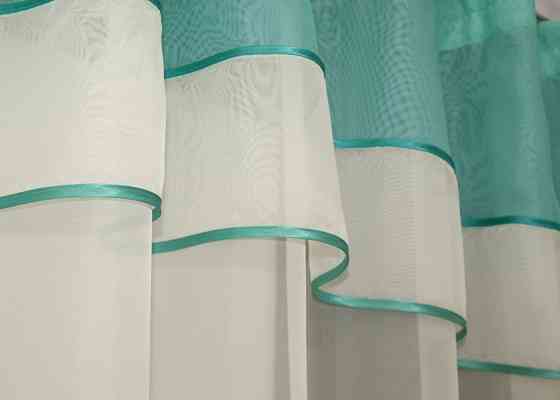 Кухонная гардина VR-Textil № 036к арка молочный с бирюзовым 270х170 см (52-0855) Киев