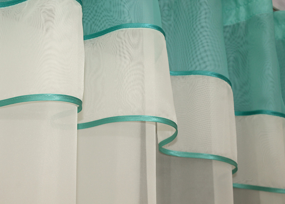 Кухонная гардина VR-Textil № 036к арка молочный с бирюзовым 270х170 см (52-0855) Киев - изображение 4