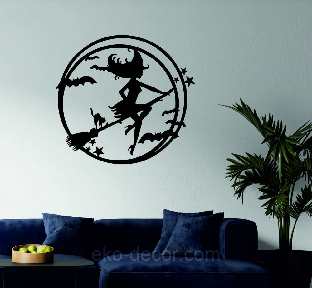 Декоративне настінне 3D Панно «Відьма», Декор на стіну з об'ємом 70*64 см, Чорний Київ - фото 2