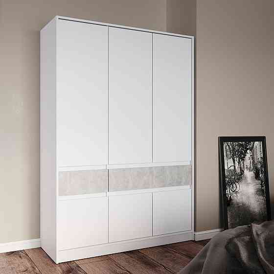 Шкаф распашный для одежды с выдвижными ящиками (полки - штанга) Эверест Стайл-1400 140х53х203 см Нимфея Альба (белый)/Бетон (DTM-071152) Днепр