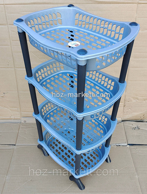 Полиця етажерка пластикова для ванної та кухні сіра Харків - фото 4