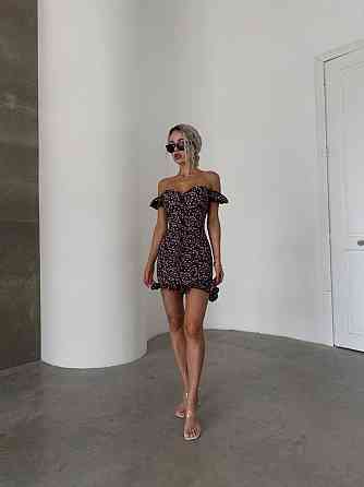 Женское легкое романтичное мини платье в цветочный принт софт Черный 2, 44/46 Одесса