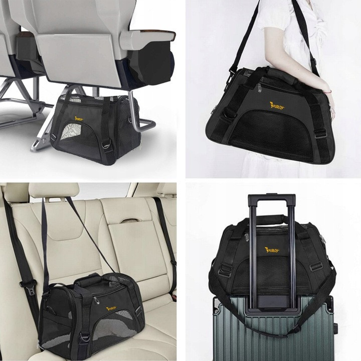 Транспортер сумка с ремешком для домашних животных до 8 кг Purlov (20940) Black Нововолынск - изображение 7