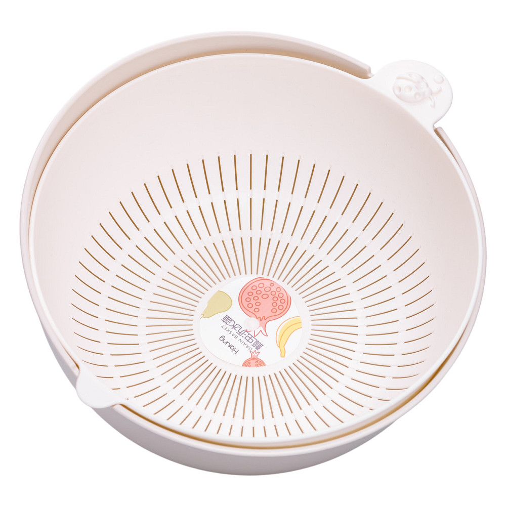 Миска-друшляк 2 в 1 для миття овочів, фруктів та зелені 29.5×21×11 (см) друшляк пластиковий 4 (л) Сірий HP-45-7BE Коломыя - изображение 1