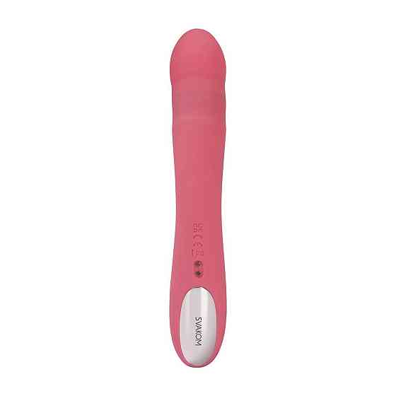 Вибратор-кролик Svakom Avery Strawberry Pink с двигающимся стволом, движение вперед-назад Sex Aura Киев