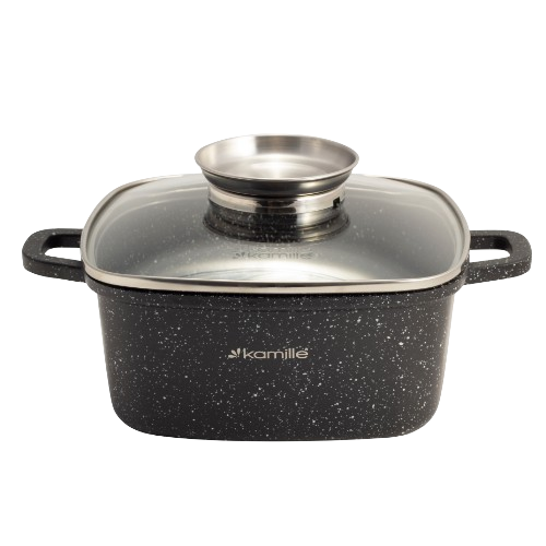 Набір каструль 7 предметів квадратні (каструлі d20см-2,3л/d24см-4,4л/28см-6,5л + прихватки) 4435 KAMILLE Житомир - фото 4