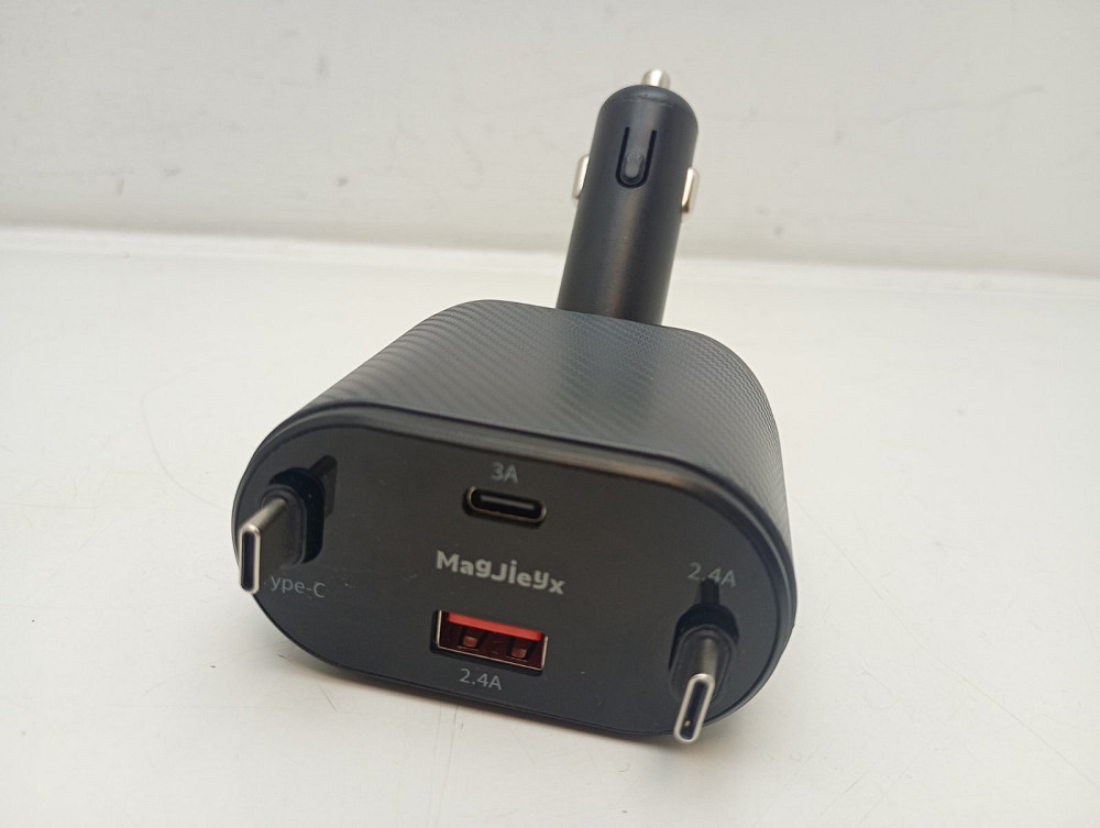 Автомобільна зарядка в прикурювач 80W 4 в 1 Magjieyx CC-02A з висувними кабелями Type C 30W, Type C 20W (товар вживаний) Луцьк - фото 1