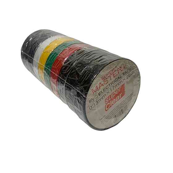 Изолента MASTER+ 0.13мм×17мм×25м — электроизоляционная лента ПВХ для монтажа, ремонта и изоляции проводов. Харьков