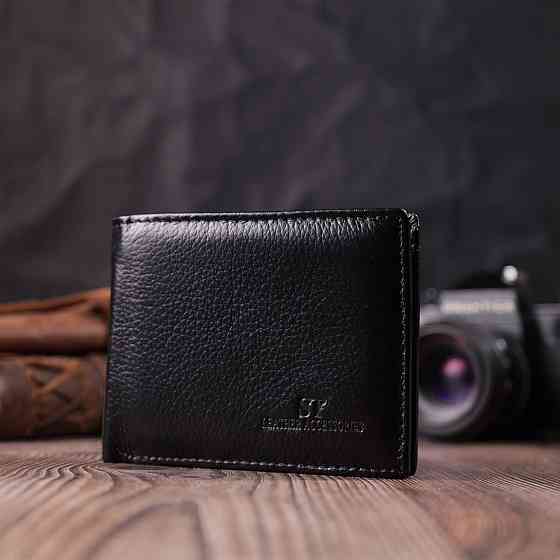 Удобное мужское портмоне из натуральной кожи ST Leather 22482 Черный Киев