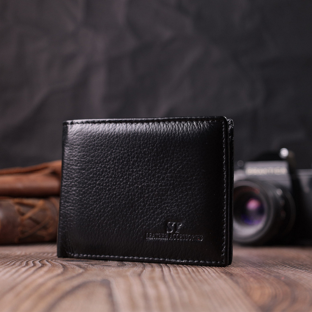 Удобное мужское портмоне из натуральной кожи ST Leather 22482 Черный Киев - изображение 2