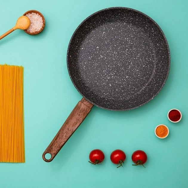 Сковорода с антипригарным покрытием для газовой плиты Well Done WD-1038N 28 см, Сковорода гриль удобная BJ-90 Львов - изображение 1