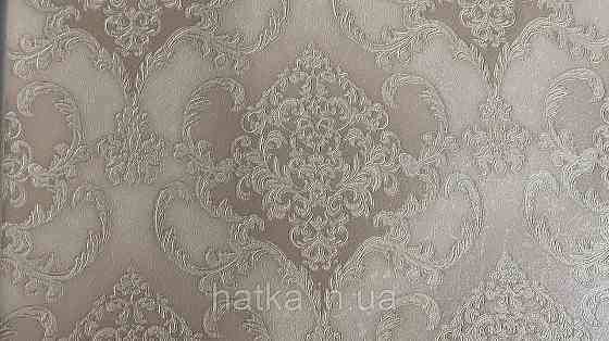 Шпалери метрові вінілові на флізеліні Sintra Classic класика вензель структурні сріблястий бежевий 406427 Київ