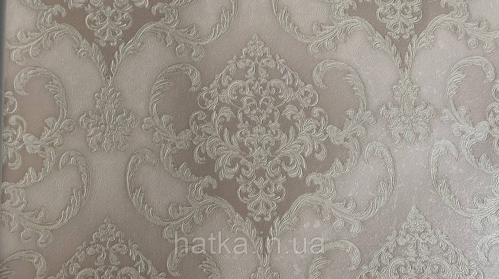Шпалери метрові вінілові на флізеліні Sintra Classic класика вензель структурні сріблястий бежевий 406427 Київ - фото 3
