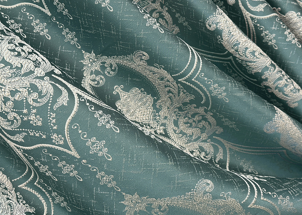 Комплект штор на люверсах VR-Textil Парча № 1777ш Бірюзовий з молочним 155х270 см 2 шт (37-0262) Київ - фото 7