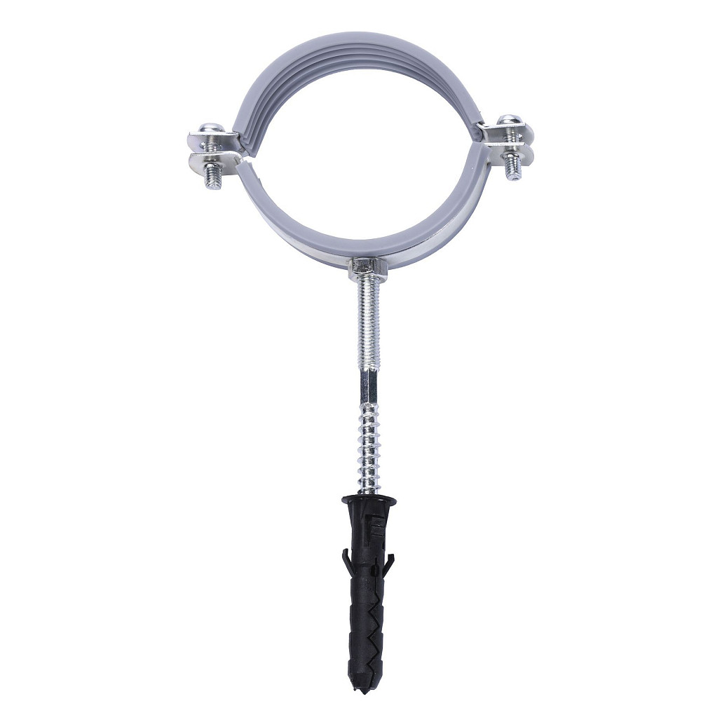 Хомут в зборi CR 2 1/2″ (70-80мм) з гвинтом-шурупом 8*100 та дюбелем в уп., сірий Тернопіль - фото 2
