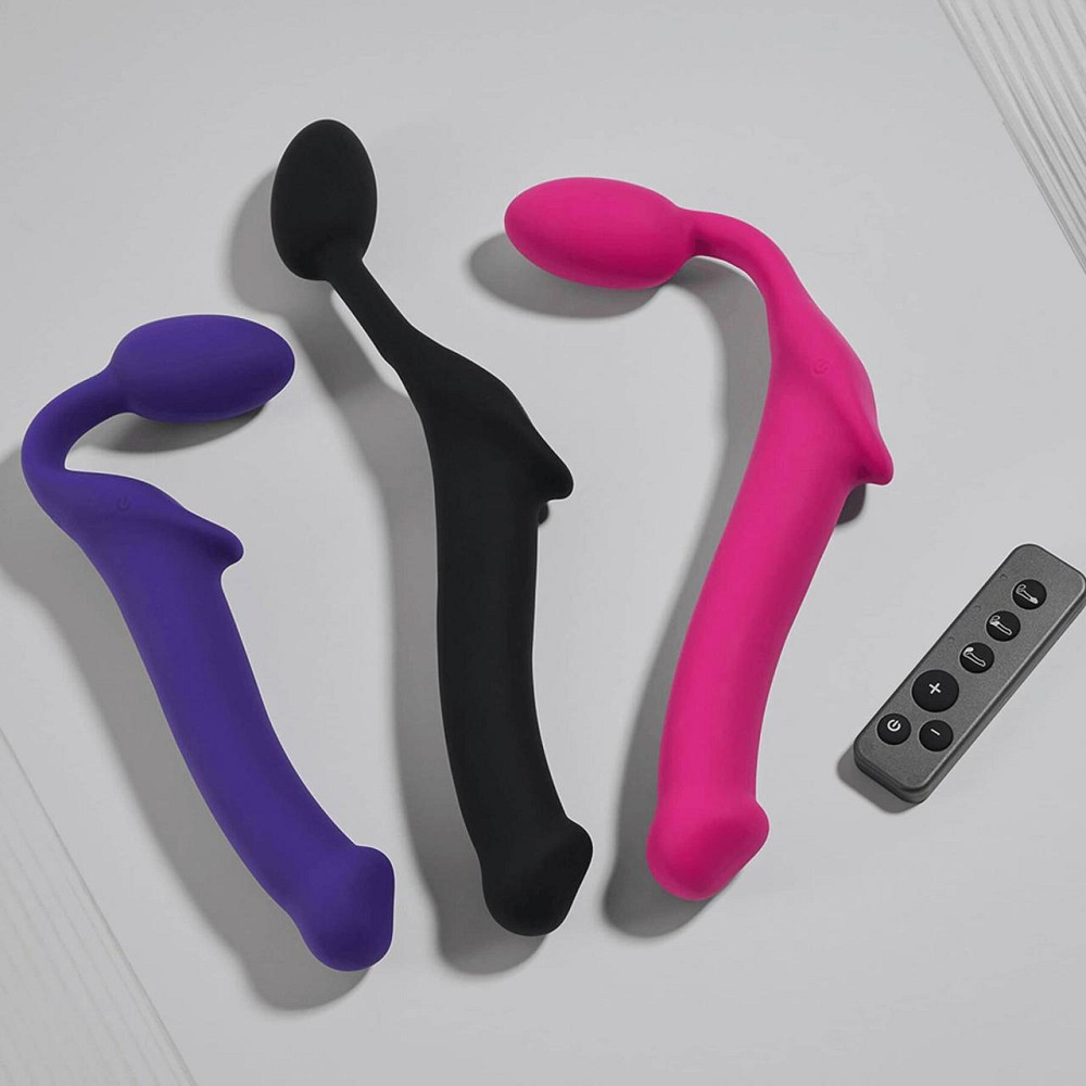 Безремінний страпон з вібрацією Strap-On-Me Vibrating Fuchsia XL, діам. 4,7см, пульт ДК, регульований Sex Aura Київ - фото 8