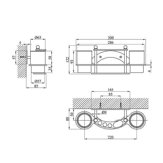 Склянка подвійна з тримачем зубних щіток для ванної кімнати Kroner KRM Rizze - ACC311 Київ