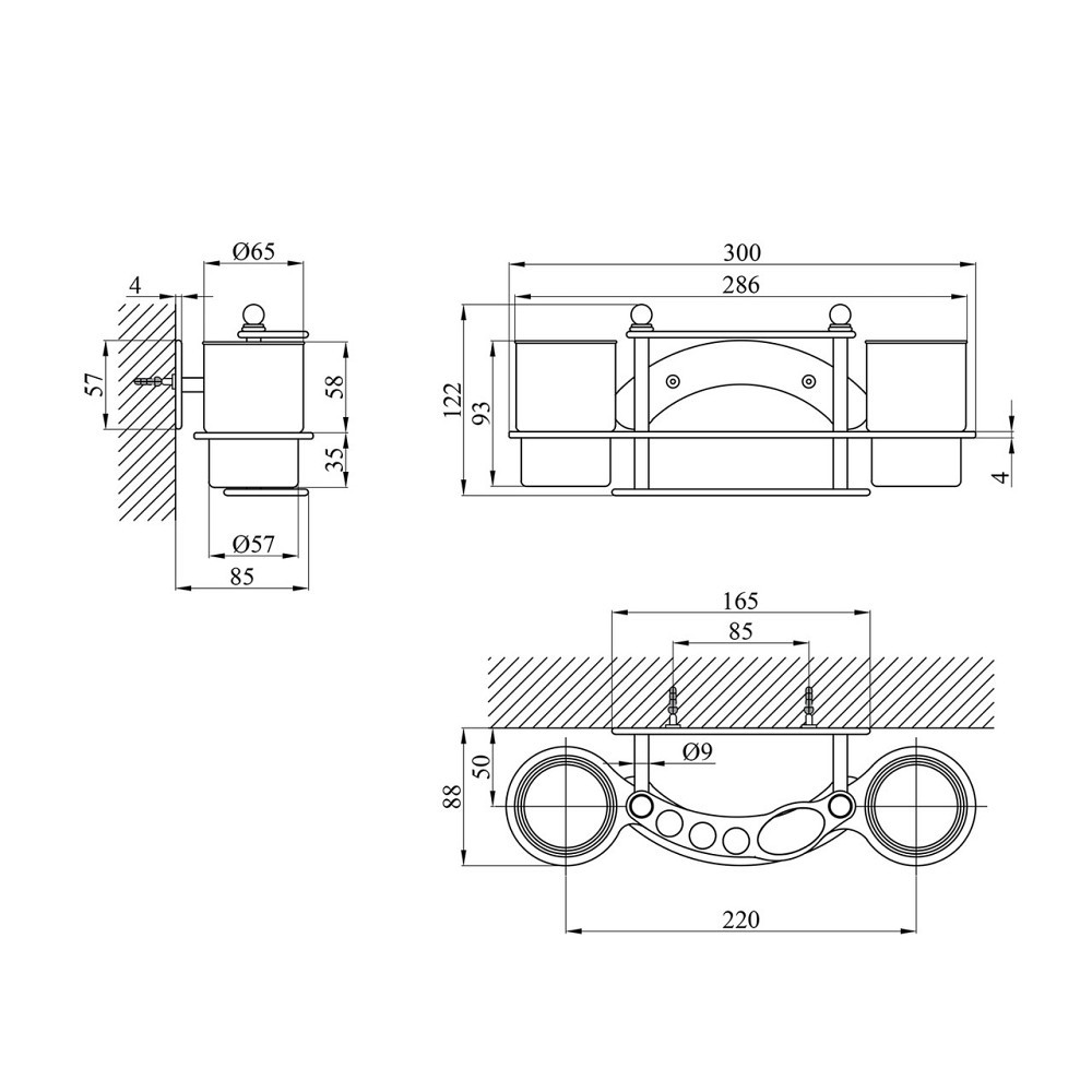 Склянка подвійна з тримачем зубних щіток для ванної кімнати Kroner KRM Rizze - ACC311 Київ - фото 2