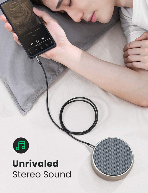 Аудіо кабель AUX 3.5 mm (miniJack) Ugreen AV112 (Чорний, 1м) Николаев - изображение 5