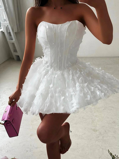 Жіноча романтична приваблива мініплаття костюмна + фатин метелика (на підкладці) Білий, 44/46 Одеса - фото 1