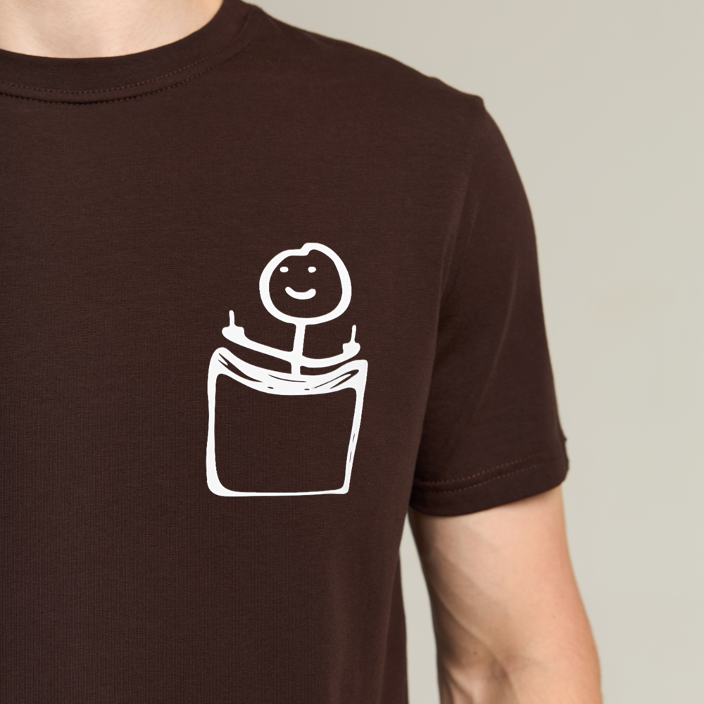 Футболка мужская однотонная шоколадная Pobedov Peremoga - наклейка Человечек с факами Киев - изображение 2