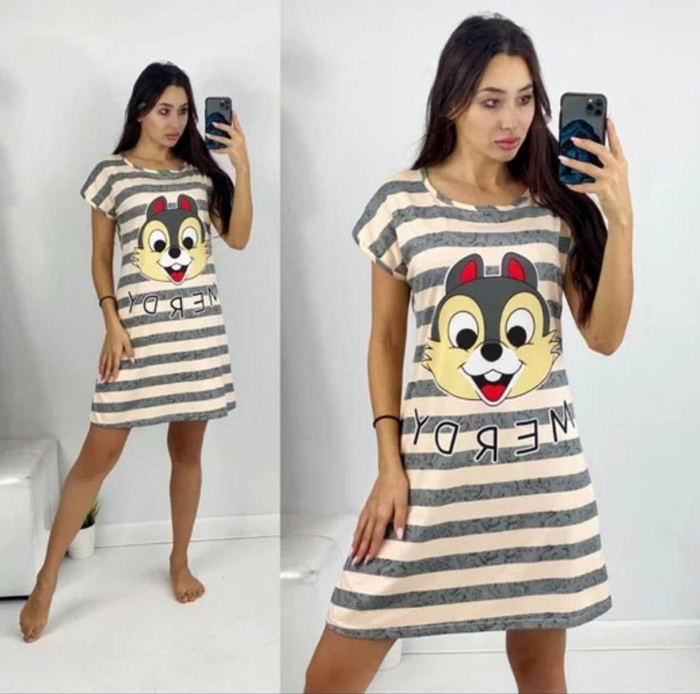 Жіноча повсякденна принтована туніка батал трикотаж Сірий 2, 52/54 Одеса - фото 1