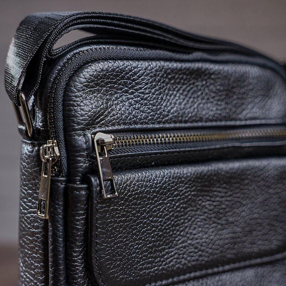 Сумка мужская зернистая Vintage 14704 Черная Киев - изображение 9