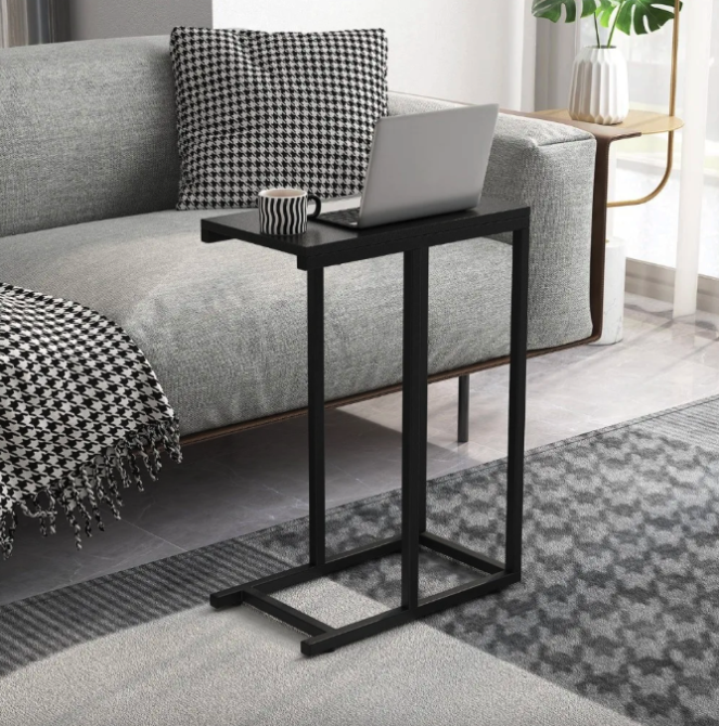 Журнальный приставной столик в стиле Loft черный современный дизайн для гостиной и спальни Costway Vittsjo Киев - изображение 3