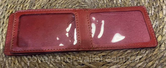 Кожаная обложка на служебное удостоверение на три отделения красного цвета P-Leather Киев - изображение 5