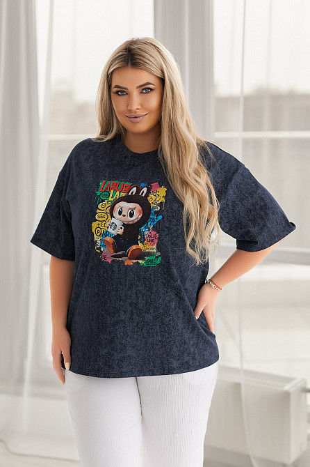 Бавовняна жіноча футболка тай-дай Labubu Graffiti Київ - фото 8