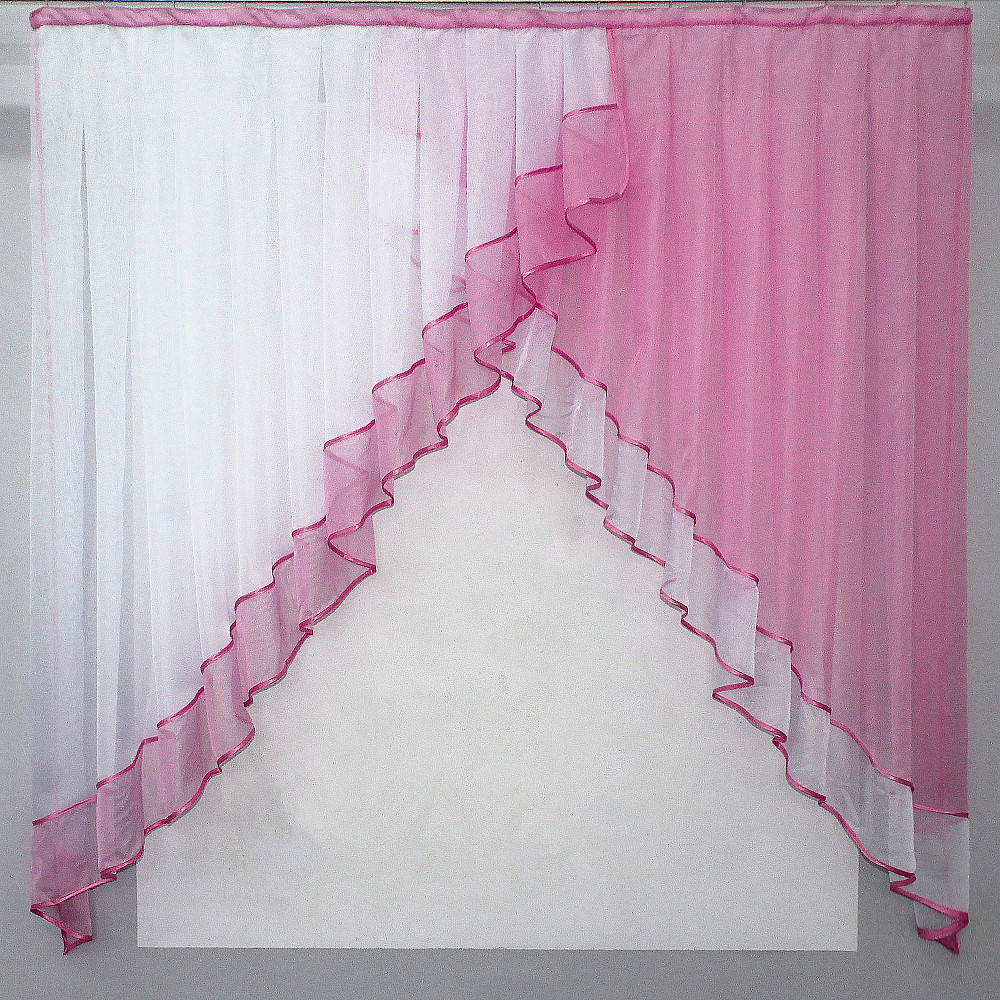 Кухонна занавіска VR-Textil № 023к рожевий з білим 150х150 см (50-523) Киев - изображение 1