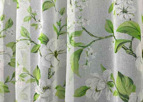Тюль VR-Textil 1809т Flora Батист Белый с салатовым 600х265 см (42-1176) Киев