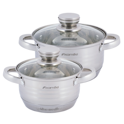 Набір каструль 4 предмети (каструлі 1,5/2л) нержавіюча сталь порожнисті ручки 4914 KAMILLE Житомир - фото 2
