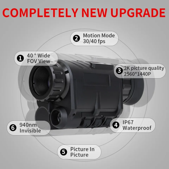 Комплект - монокуляр ночного видения NVG30 Wi-Fi 940nm + шлем (ABS-пластик) + крепления (Черный) Винница