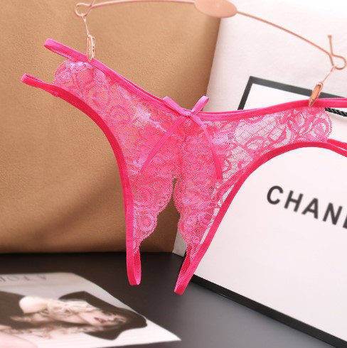 Еротичні труси жіночі з мереживом рожеві - розмір універсальний, талія до 85см Київ - фото 1