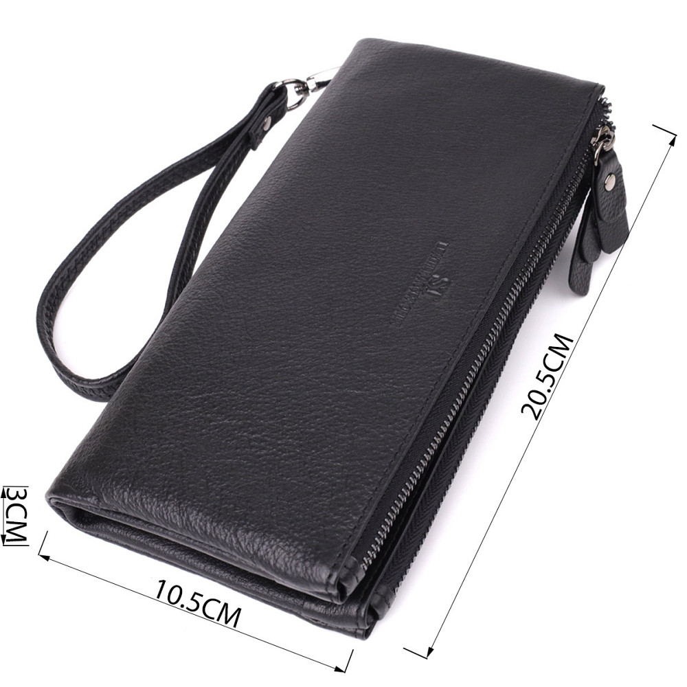 Практичный кожаный кошелек на три отделения ST Leather 23111 Черный Киев - изображение 3