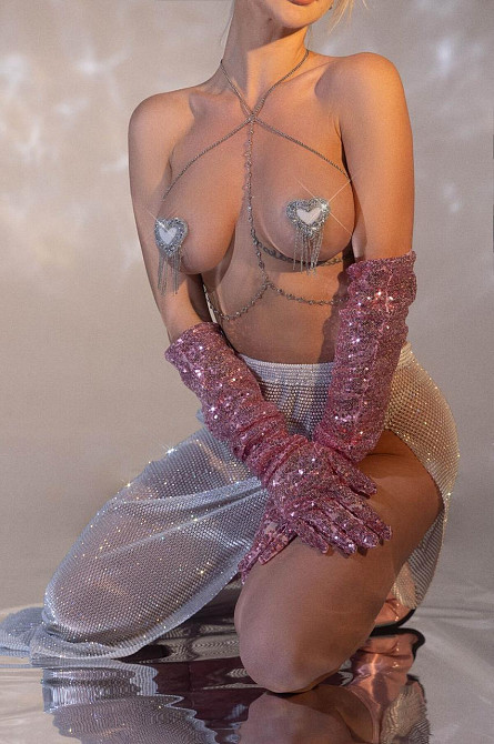 Пестис-сердечка з пензликами та чокером JSY Nipple Sticker AC8021 Sliver Sex Aura Київ - фото 3