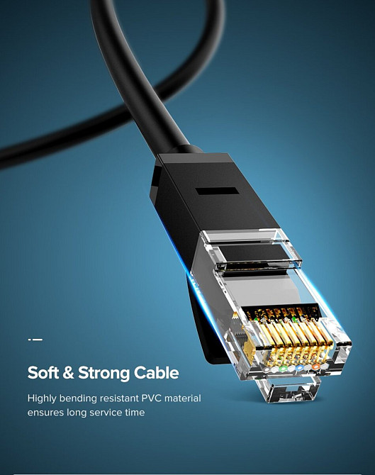 Кабель UGREEN NW102 Cat 6 U/UTP Lan Cable 1m (Black)(UGR-20159) (UGR-20159) Киев - изображение 2