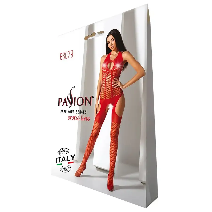Бодістокінг з імітацією панчох Passion BS079 red Львів - фото 5