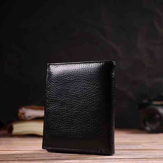 Гаманець для жінок середнього розміру з натуральної шкіри Чорний (CANPELLINI) Київ