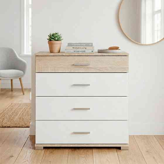 Комод Эверест на 4 ящика Бриз К-5 (телескопические) 70х38х72.5 Дуб сонома/Белый (DTM-073859) Львов