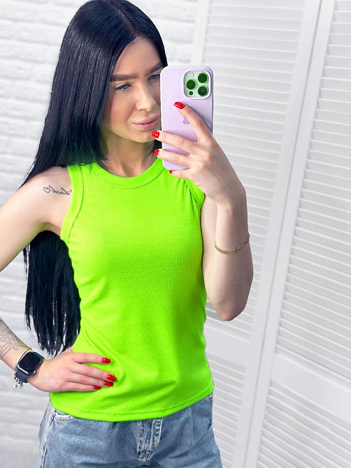 Майка жіноча рубчик Effy 42-44, Салатовий (неон) Київ - фото 2