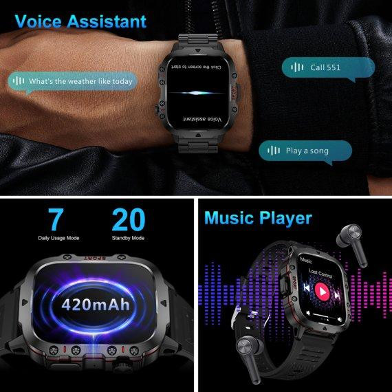 Розумний смарт годинник Smart Expert Nano Steel + 2 ремінця (Чорний) Вінниця - фото 8