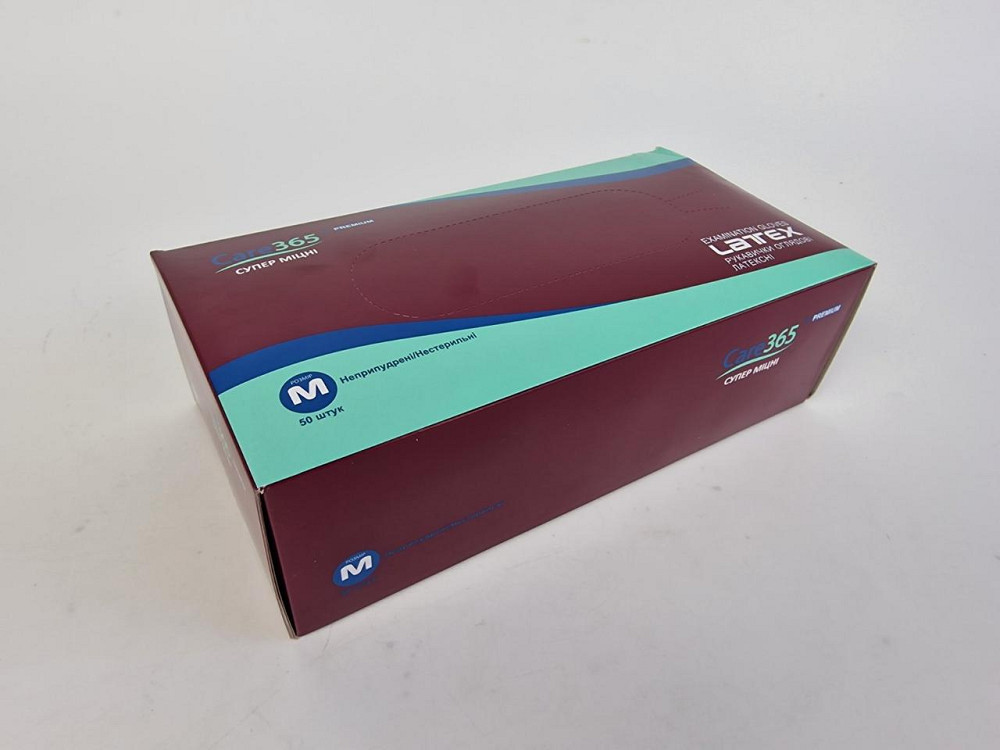 Рукавиці гумові "Амбулаторія" 50 шт (М) "CARE 365" (1 пачка) Харків - фото 2