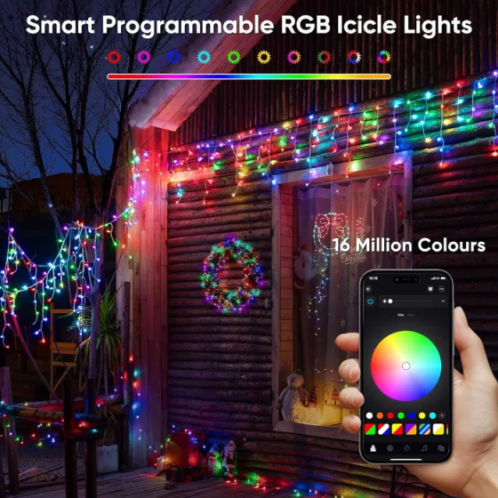 Розумні RGB-гірлянда Ollny 10 м 286 світлодіодів (керування за допомогою додатка, 16 мільйонів кольорів, синхронізація музики Київ